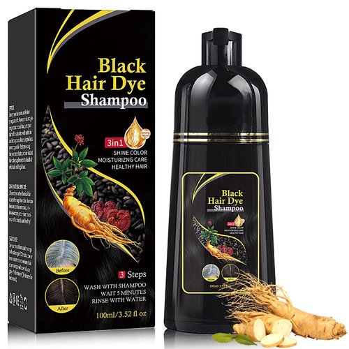 Fusang Instant Black Hair Dye Shampoo for Women & Men,3 in 1 Magic Hair Color Shampoo for Gray Hair Perfect Coverage,Moisturizing Long Lasting Repairing Care Hair Shampoo Colors-100ml