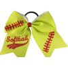 Infinity Collection Softball Hair Bow - 6.5" Cheer Bow Hair Accessory - Perfect Softball Player Gift - Red Stitch