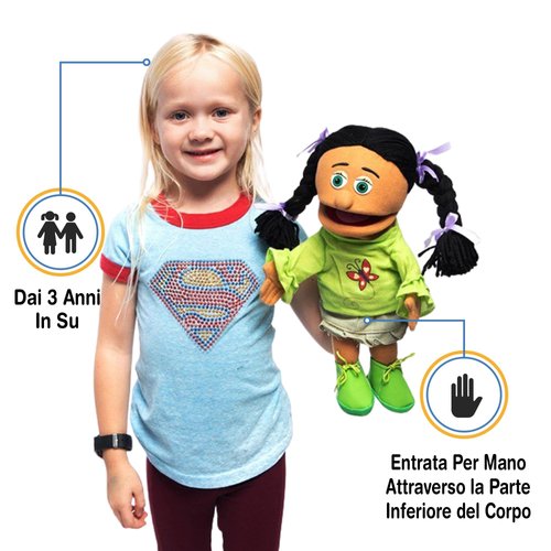 14" Jasmine, Hispanic Girl, Hand Puppet