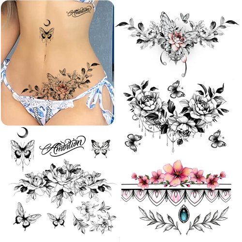 ROARHOWL sexy temporary tattoos for women,sexy tattoo kit, beautiful and exquisite,3D realistic f...