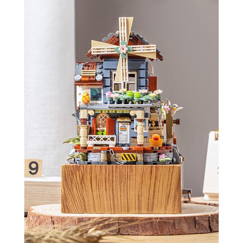 noziaa Music Box Building Blocks Set, Japanese Rustic Style Windmill House Toy Set, Mini Farm House MOC Creative Model, Gifts Idea for Kids Adults, Mini Blocks 799pcs (1239)