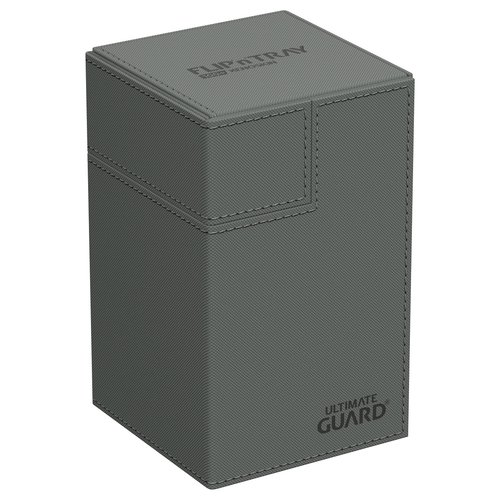 Ultimate Guard Flip 'n' Tray 100+, Deck Case for 100 Double-Sleeved TCG Cards +Dice Tray, Grey, Independent Magnetic Closure & Microfiber Inner Lining