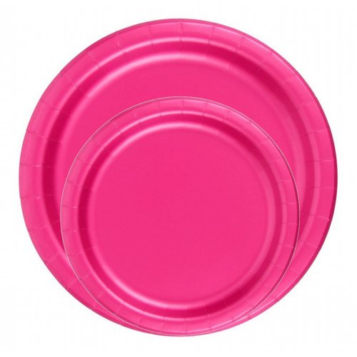 Party Favors Plus 240 Hot Pink (10 Pks of 24) 7 Inch Wax Coated Plain Solid Color Dessert Cake Paper Plates