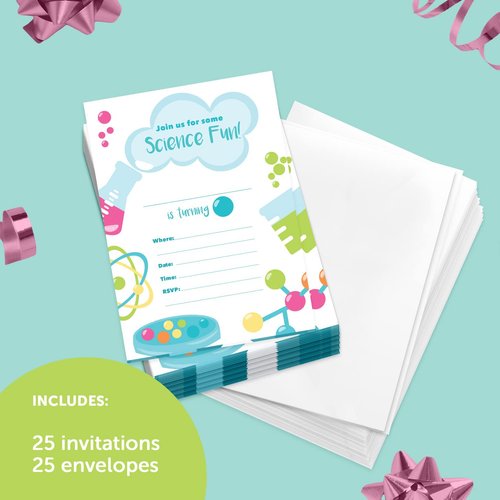 Desert Cactus Science Happy Birthday Invitations Style 1 Invite Cards (25 Count) With Envelopes Girls Boys Kids Party (25ct)