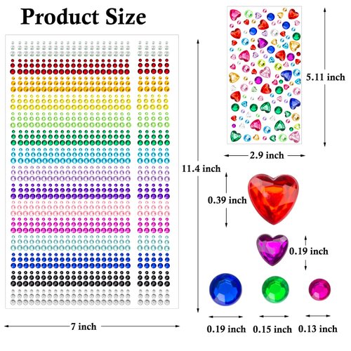 1610 Pcs Hair Gems Self Adhesive Rhinestones for Makeup Eyes 15 Colors Rainbow Rhinestones Face Jewels Face Gems Stick On, Heart Face Gems Bling Gems Jewels Stickers for DIY