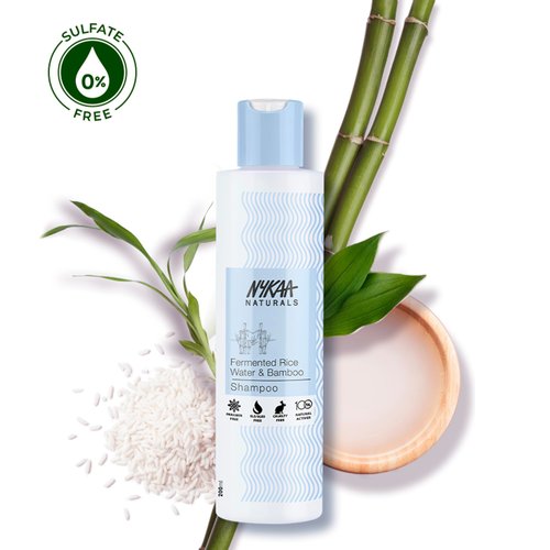 Nykaa Naturals Shampoo, Fermented Rice Water and Bamboo, 6.76 oz - Gentle Cleanser - Restores Dry, Damaged, Frizzy Hair - Provides Intense Hydration