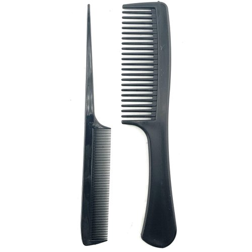 G.B.S 6 Pieces Black 5in Course Fine Pocket Rat Tail Comb Palm Portable Beard Shower Shampoo, Scalp Massage Brush 8.5in Comb 8.5in Tangle Travel Light Weight Head Scrubber