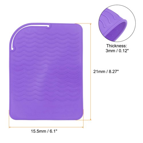 HARFINGTON 3pcs Silicone Iron Hair Curling Pads, Multipurpose Iron Hot Resistant Mat Hair Curling Plate for Hair Straightener, Hair Rollers and Hair Styling Tools, Purple