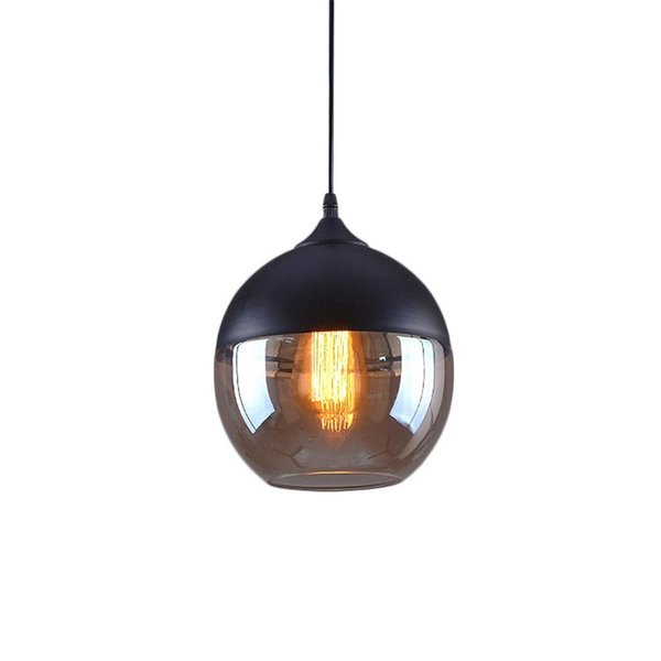 NAANN Black Pendant Light, Glass Hanging Lighting Fixture, Industrial Vintage Globe Pendant Lamp for Kitchen Island Living Room Bathroom Hallway Modern Amber Glass Shade E26 Base