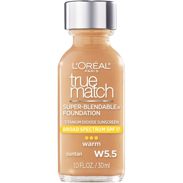L'Oreal Paris Makeup True Match Super-Blendable Liquid Foundation, Suntan W5.5, 1 Fl Oz,1 Count