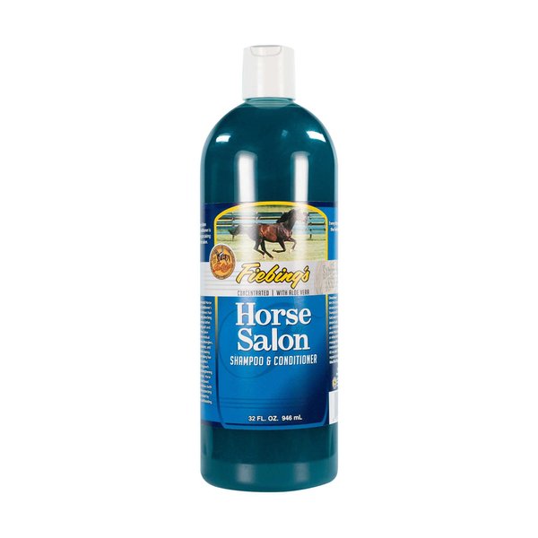 Fiebing's Horse Salon (32 oz) - Horse Shampoo & Conditioner - Concentrated Formula Contains 2 Moisturizing Conditioners & Aloe Vera for Itchy Skin Relief - Clean, Soft Coats for Horses, Dogs, Pets
