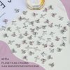60pcs Planet Nail Charms Y2K Nails Design - Sliver Cross Nail Art Charms and Gems, 3D Chrome Nails White Pink Saturn Shape Shiny Rhinestones Nail Supplies, Crystal Acrylic Charm for Women