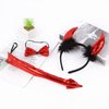 6 Pcs Halloween Devil Horns Headband Bow Tie Tail Red Devils Ears Hair Hoops Bands Bowtie Animal Cow Headpiece Hairband Women Christmas Holiday Festival Dress Up Cosplay Birthday Party Accessories