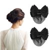 2 Pcs Black Bowknot Decor Snood Net Bowknot Mesh Crochet Hair Net Hair Snood Net Hair Bun Holders Snoods for Women Hair Equestrian Hair Net Bun Cover Hair Nets for Buns Bun Holders for Women's Hair