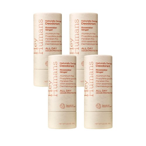Hey Humans Natural Deodorant Rosewater Ginger - 2oz (Pack of 4)