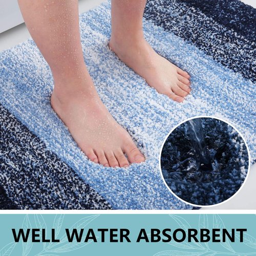 Arotive Microfiber Bathroom Rugs, Shaggy Soft and Absorbent Bath Rug, Non-Slip, Thick Plush Bathroom Mat, Machine Washable Dry Bath Mats for Bathroom, Tub and Shower, 30" x 20", Blue