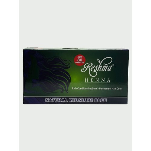 Reshma Beauty 30 Minute Henna Hair Color | Infused with Natural Herbs, For Soft Shiny Hair Henna Hair Color/Dye, 100% Gray Coverage | Semi Permanent Ayurveda Hair Products (Midnight Blue, Pack Of 12)