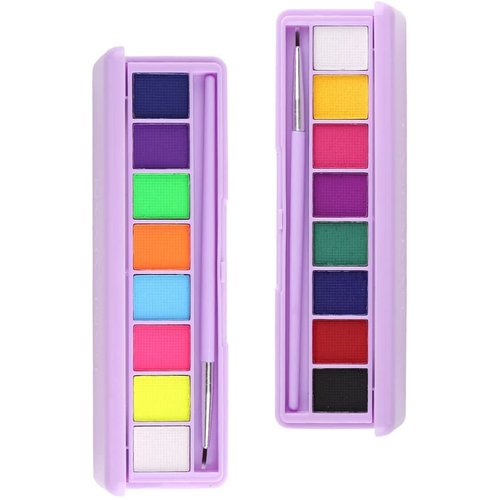 Mysense 16 Colors Water Activated Eyeliner Palette,Neon Face Paint,Fluorescent Bright Rainbow Colorful Body Paint Makeup,Matte and UV Blacklight Graphic Eyeliner,With Eyeliner Brush