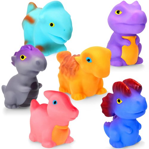 Bath Toys for Kids Ages 1-3- 6 Pcs Mold Free Dinosaur Bath Toys for Infants Toddlers,No Hole Bath Toys for Baby Toddlers,Bathtub Tub Water Pool Shower Toys for 1-6 Year Old Kids,Soft Bath Tub Toys
