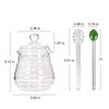 Ivolador Honey Jar, Glass Honey Pot with Dipper and Lid Glass Storage Container Dispenser for Home Kitchen Store Honey and Syrup