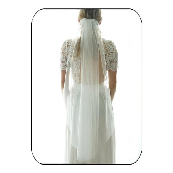 HEREAD 1 Tier Bride Wedding Veil Fingertip Length Short Bridal Tulle Veils with Comb and Cut Edge (Ivory, 39.4")