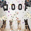 Dog Theme Balloons - 4th Dog Birthday Party Decorations, 40 Inches Number 4 Foil Balloons, Paw and Bone Balloons, WOOF Letter Balloons, Paw Prints Stickers for Pet Kids Dog Birthday Party Supplies