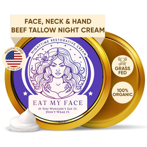 Eat My Face Grass Fed Tallow Nighttime Restorative Face Cream, Hydrating Night Cream, Night Moist...