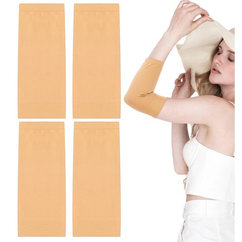 Heasy 2 Pairs Tattoo Sleeve Cover, Forearm Sleeves for Women and Men, Tattoo Cover up Sleeve, Tattoo Arm Sleeves (Skin Color, 7.9 X 3.5 Inch)