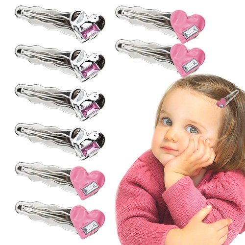 16 PCS Pink Y2K Hair Clips, Cute Crystal Heart Hair Clips for Women Silver Hair Accessories for W...