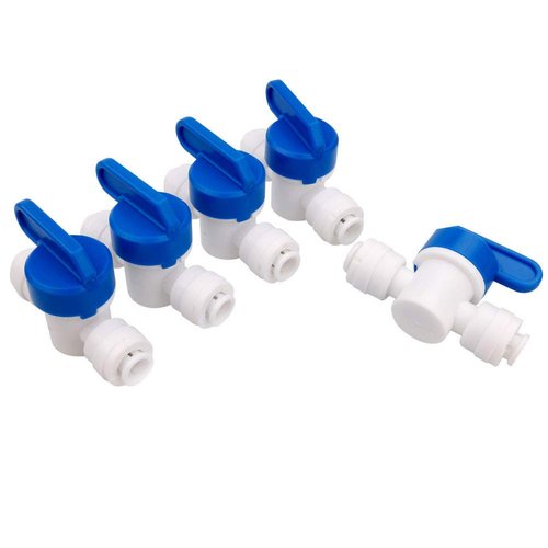 PureSec Inline Shut Off Ball Valve 3/8 inch OD Tubing&Hose&Pipe Use Plastic Quick Connect Fittings for Water Purifier RODI System (Pack of 5)