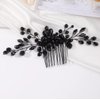 Kercisbeauty Black Rhinestones Beads Cute Hair Comb for Wedding Brides Bridesmaid Special Occasion Hair Jewelry Handmade Accessories