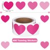 Whaline 400Pcs 4 Rolls Tanning Sunbathing Stickers Pink Heart Tanning Decals Self Adhesive Body Tanning Stickers for Summer Beach Outdoor Indoor Salon Party Supplies