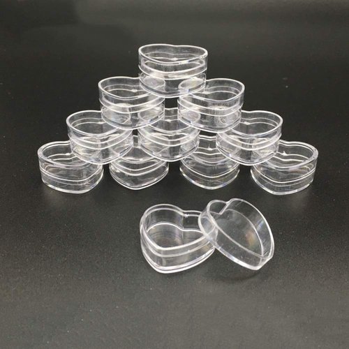 Healthcom 100Pcs 4ml Empty Plastic Cosmetic New Clear Refillable Plastic Heart Shape Pot Jars Bottles Make up Cosmetic Containers with Lids for Face Cream Lotion Eye Shadow Lip Balm