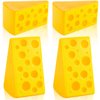 Chivao 4 Pcs Cheese Stress Toy Yellow Fake Cheese Anxiety Relieve Cheese Toy Release Stress Block of Cheese Toy Elastic Foam Cheese Block Gifts for Christmas