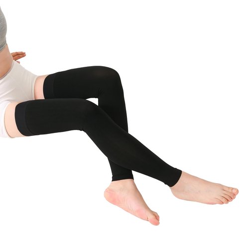 TOFLY® Medical Thigh High Compression Socks Footless for Women & Men, Opaque Support Hose, 15-20mmHg Graduated Compression Stockings with Silicone Band for Varicose Veins, Edema, DVT, 1 Pair Black XL