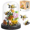 OLTLYUNH Flower Bouquet Building Set for Adult,Mini Plant Bonsai Tree Friend Set,Botanical Collection Gift for Kids,Office Home Decor Building Block, New Year Birthday Gift for Women Boys Girls(Bee)