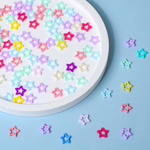 200 Pcs Star Nail Charms 3D Cartoon Acrylic Resin Nail Gems Nail Art Accessories Colored Nail Rhinestone Charms Acrylic Nail Decor Nail Art Supplies for Women Girls Manicure Decor(Star)