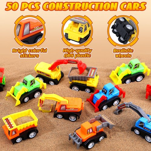 15 Pieces Mini Construction Car Toys Small Truck Toy Kit Mini Pull Back Vehicles Excavator Truck Tractor Kids Party Favors Pinata Stuffers Easter Fillers for Kids Child Play Set Gifts