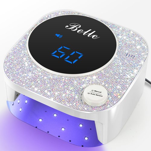 Belle UV Nail Lamp, UV Light for Gel Nails, LED Nail Lamp with 4 Timer Modes, Gel Nail Light Nail Dryer Decorate with Sparkling Nail Rhinestones Diamond