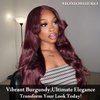 MOMOSHERO 99j Dark Burgundy Body Wave Human Hair 3 Bundles, 10A Sew In Wavy Weave Bundles Chic Dark Burgundy Color 100% Brazilian Virgin Remy Human Hair Soft Shiny #99j Red Wine Color 12 14 16 Inch