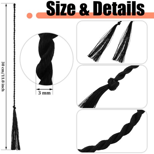 Shappy 10 Pieces Replacement Whip Crackers Black Whip Nylon Rope for Horse Bullwhip Stock Whip, 11.8 Inch