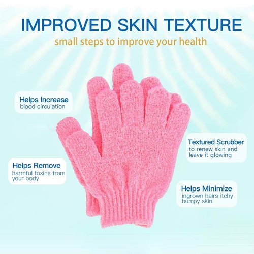 ATB 4 Pairs Exfoliating Gloves - Premium Scrub Wash Mitt for Bath or Shower - Luxury Spa Exfoliation Accessories For Men and Women