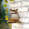 Mentoart Bird Feeder for Outside, Squirrel Proof Metal Wild Bird Feeder Decoration for Hanging Outside Garden Yard, Cute Cat-Shaped
