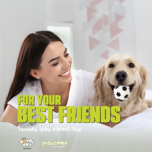 Gnawsome 3.5” Squeaker Soccer Ball Dog Toy - Medium, Promotes Dental and Gum Health for Your Pet, Colors Will Vary, All Breed Sizes