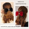 2 Pcs Christmas Hair Bows Velvet Hair Bow Clips with Snowflake Rhinestones Red Black Hair Bow Hair Barrettes Hair Accessories for Women Christmas Party Favors