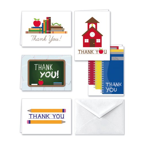 Paper Frenzy School Thank You Note Cards and White Envelopes - 25 pack
