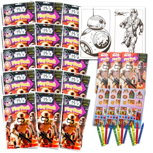 Star Wars Party Favors Set of 15 Kids Play Packs Fun Coloring Book Crayons Stickers (Star Wars Pa...