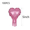 AnnoDeel 100pcs Pink Heart Foil Balloons, 5inch Mini Rose Pink Heart Mylar Balloons for Valentine's Day Wedding Engagement Proposal Girls Party Decoration