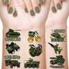 144 Sheets Camouflage Tattoo Camouflage Army Party Favors Military Tank Helicopter Fake Tattoos Stickers for Men Boys, 9 Styles