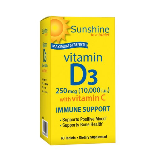 Sunshine Vitamin D 10,000 IU, Healthy and Strong Bones, 30 Servings
